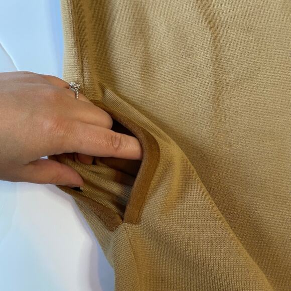 Jo No Fui Women's Tan Suede Trim Wool Blend Business Knee Length Dress 46 US 12 - Picture 5 of 11